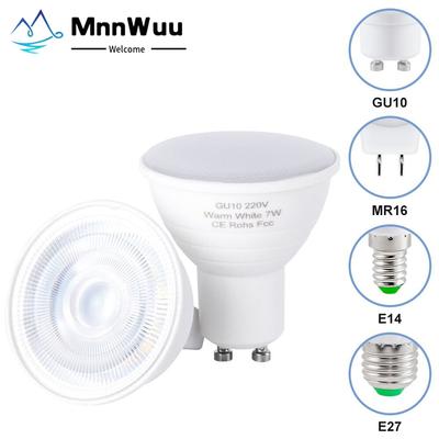MR16 GU10 E27 E14 Светодиодная лампа Lampada 5 Вт/7 Вт 220 В Светодиодная лампа Bombilla Прожектор Lampara Светодиодный точечный светильник 120 градусов Холодный/Теплый белый