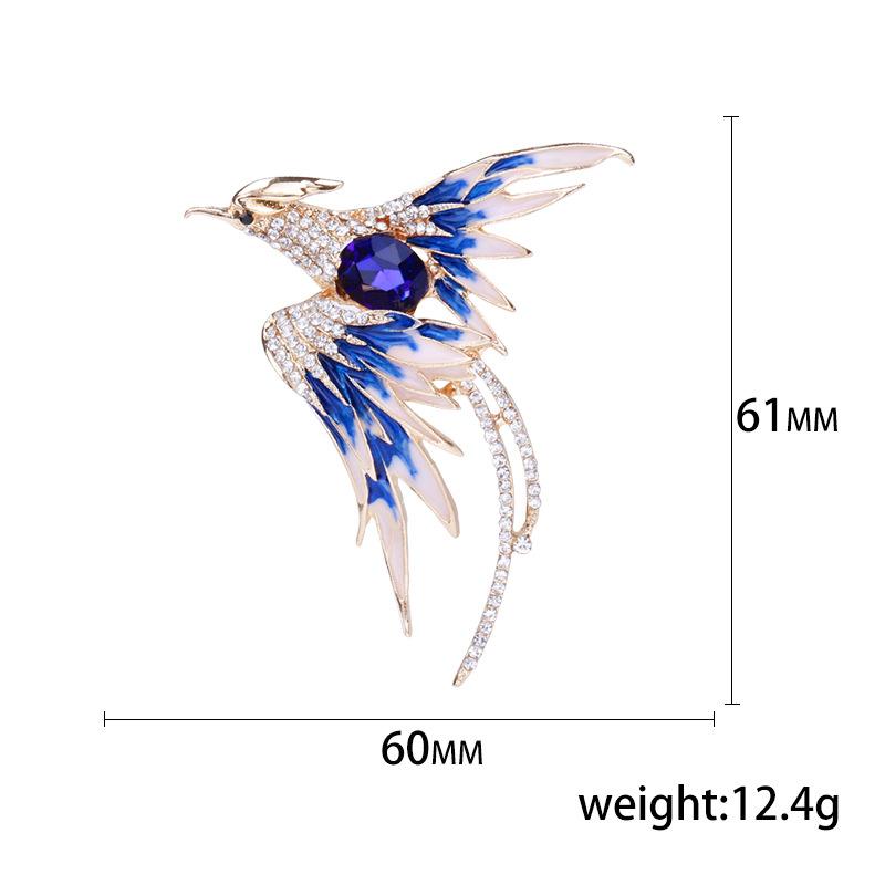 5 Colors Enamel Flying Beauty Phoenix Bird Brooches For Women Men Bird Party Office Brooch Pins Gifts