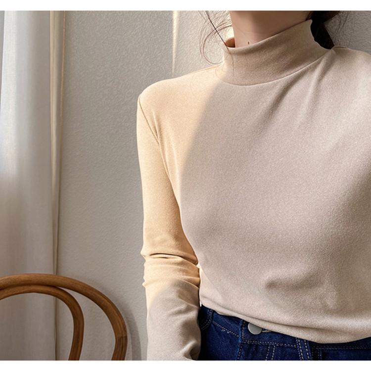 Женская базовая рубашка облегающего кроя на осень и зиму, модная утолщенная футболка с длинным рукавом, теплая кофта
