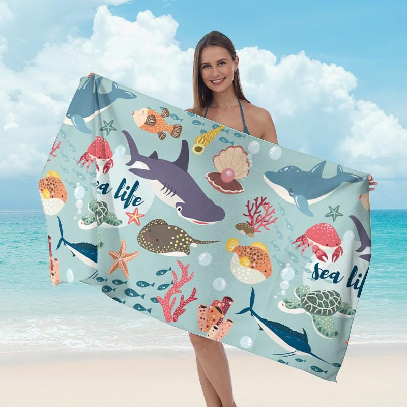 Custom Printed Microfiber Beach Towel Quick Dry Absorbent Swim Pool Outdoor Travel Gym