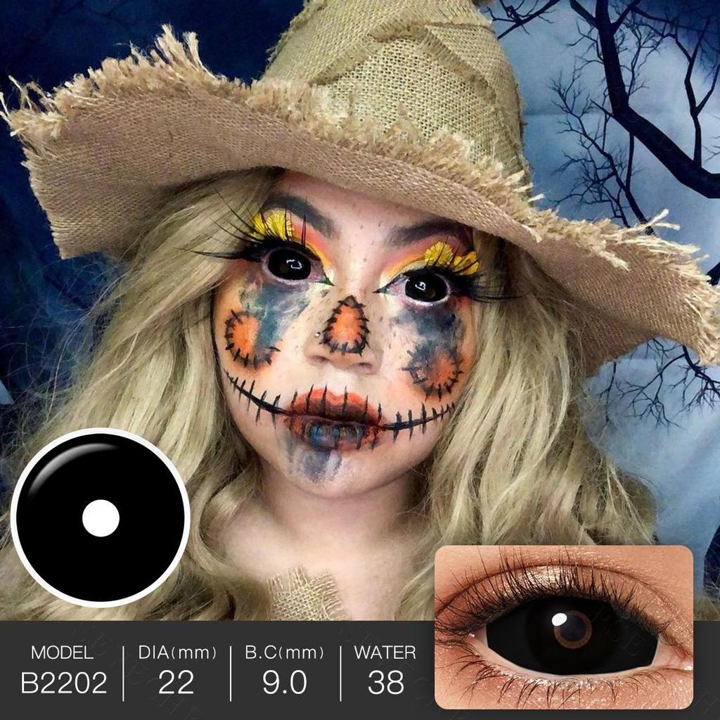 22MM Black Sclera Lenses Halloween Contact Lenses for Eyes Cosplay Contacts Demon Full Eye Contacts for Masquerade Party