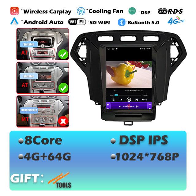 IPS Android 14 для Ford Mondeo 4 2006-2010 Carplay автомобильный радиоприемник мультимедиа видеоплеер навигация GPS стерео