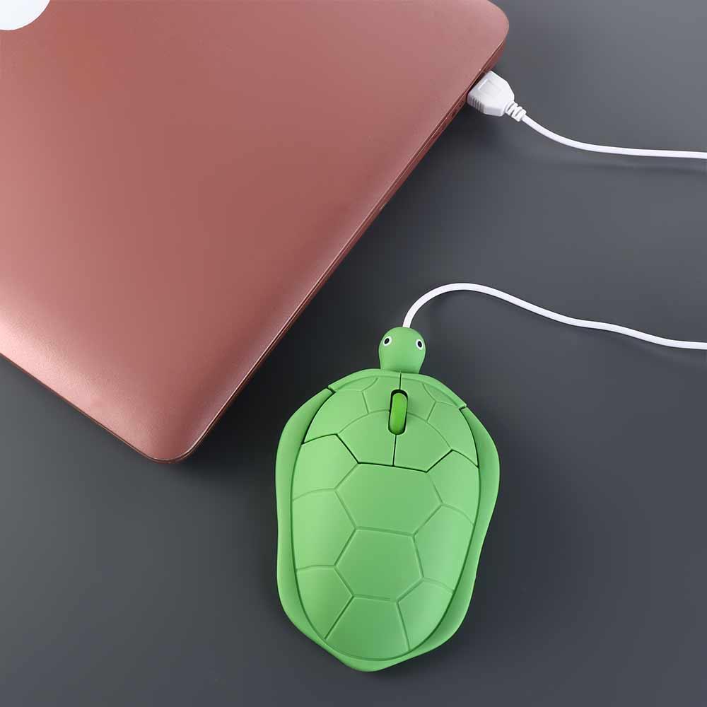 1200DPI Green Turtle Wired Mouse 3.6inch Button 3.6 Feet Cable Turtle Wired Mouse Creative Cartoon Green Turtle Shape Mice