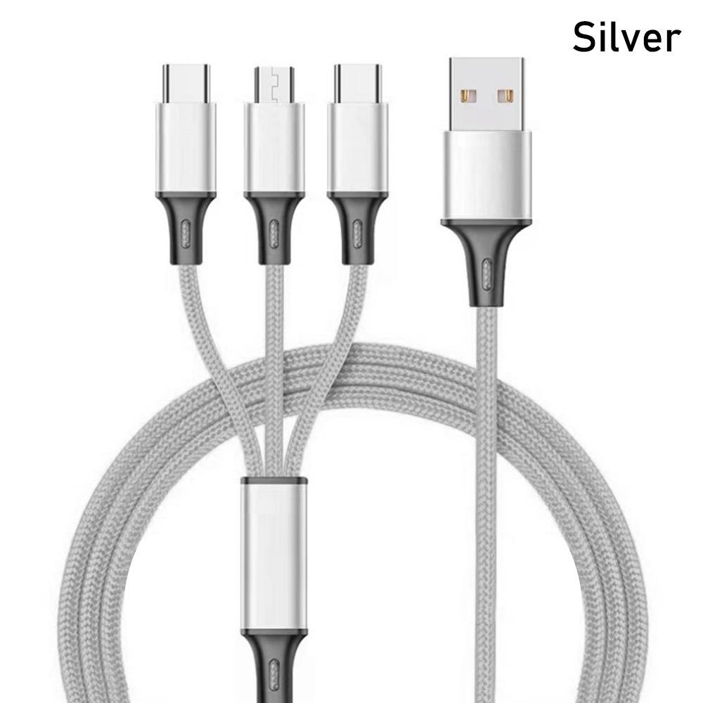 Nylon Braided Wire Phone Charger Cable Quick Charge Universal 3-In-1 Fast USB Charging Cable