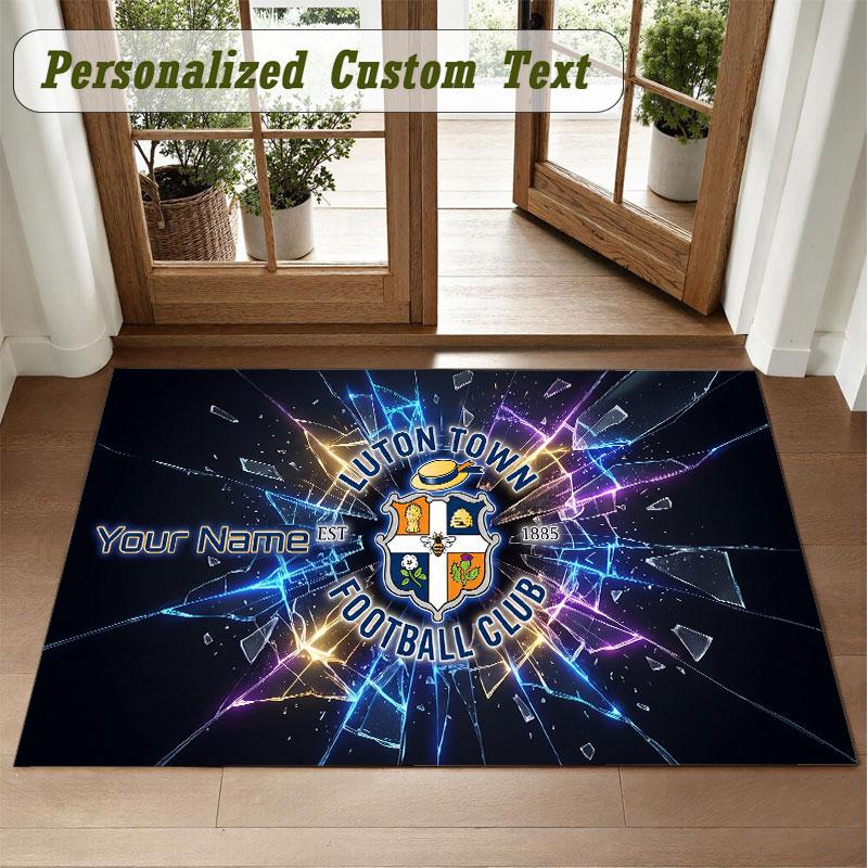 Crystal Velvet Square Rug Custom NameLuton Town Pattern Non Slip Home Floor Decor Rug