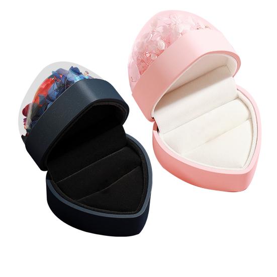 Шкатулка для украшений из стабилизированных цветов в форме сердца, подарочная коробка для ожерелья, романтическая коробка для кольца с розой, подарочная упаковочная коробка для украшений на День святого Валентина, годовщину