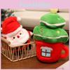 Gift Plush Christmas Figure With Heart Shape Short Pile Material Holiday Decor
