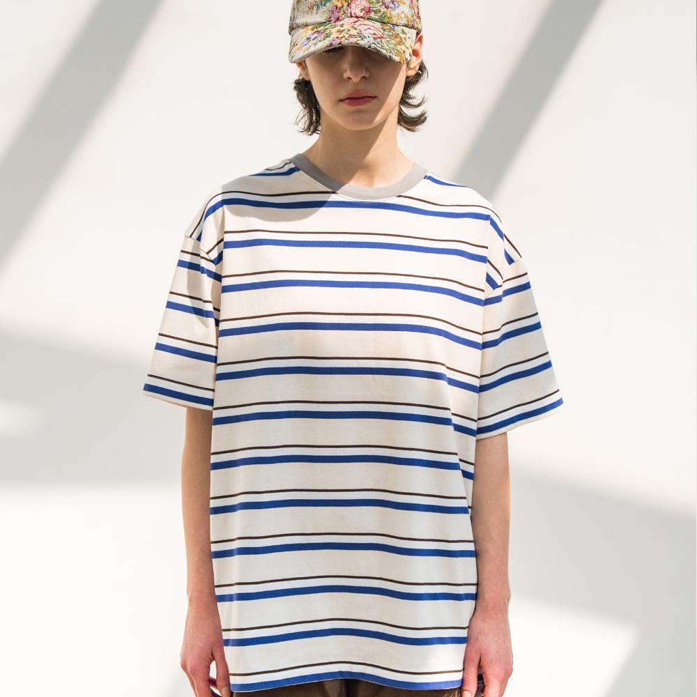 EDENIK Resort Striped Short Sleeve T-Shirt_Blue