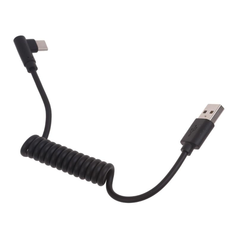 Спиральный кабель USB Type C, Угловой удлинитель USB C на USB2.0, Адаптер USB C 90 градусов, Кабели для синхронизации данных