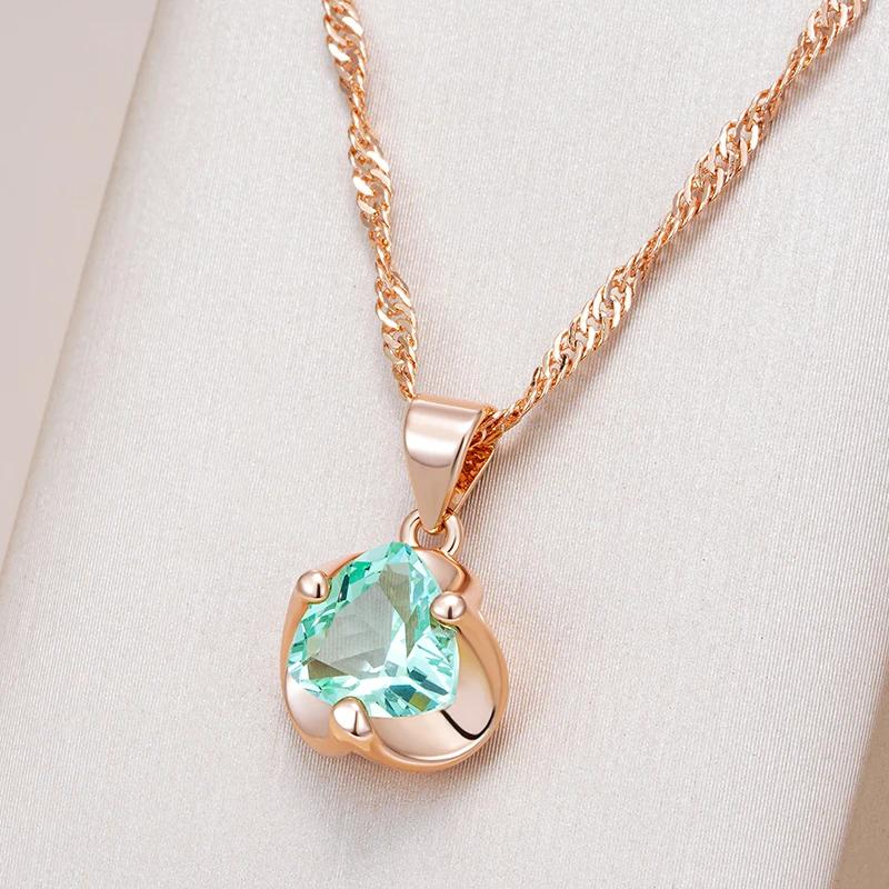 Light Green Geometric Zircon Simple Pendant Golden Necklace for Women Personality Party Jewelry Fashion Necklaces