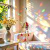 Decorative Faux Crystal Ornament Cardinals Crystals Suncatcher Hanging Sun Catcher for Windows Bird Wind Glass Patio Chimes with Chain Prism