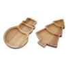 Christmas Snowman Tree Wood Serving Tray Compartment Snack Platter for Holiday Parties Home Decor Festive Display Dish