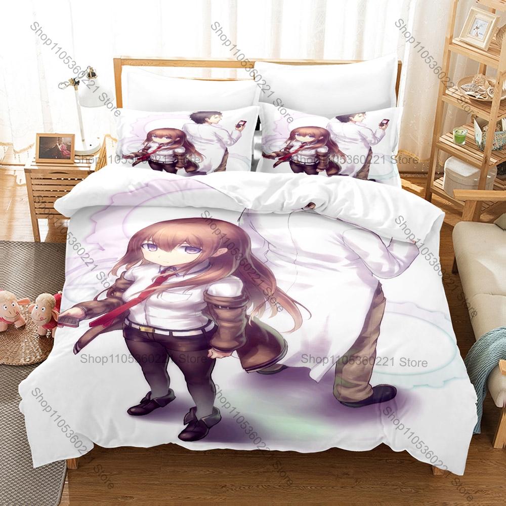 Time Travel Anime Bedding Set, Duvet Cover + 2 Pillowcases, Steins Gate Design, Comfortable Home Textiles