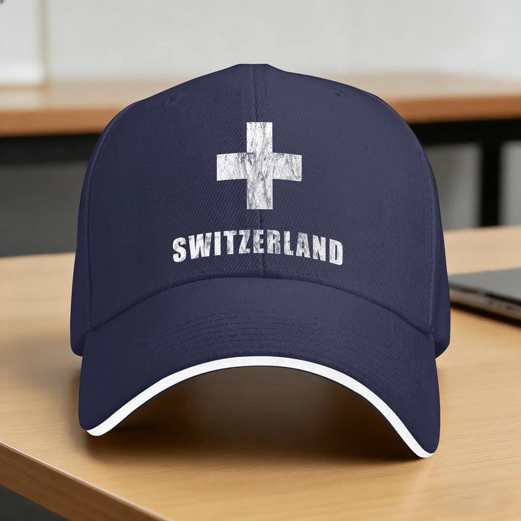 Switzerland Swiss Flag Sun Baseball Cap Summer Couple Women Print Trucker Hat Sunscreen Vintage Hunting Camping Baseball Caps