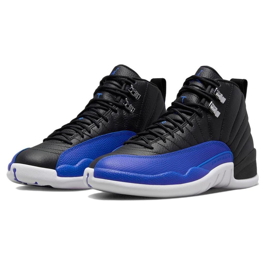 Air Jordan 12 Retro Hyper Royal Women Sneakers Black Metallic-Silver White AO6068-004