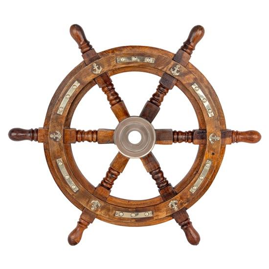 45.72 Cm Nautical Wooden Captain Ship Boat Wheel Ship Boat Steering Wheel Pirate Ship's Wheel Christmas Décor