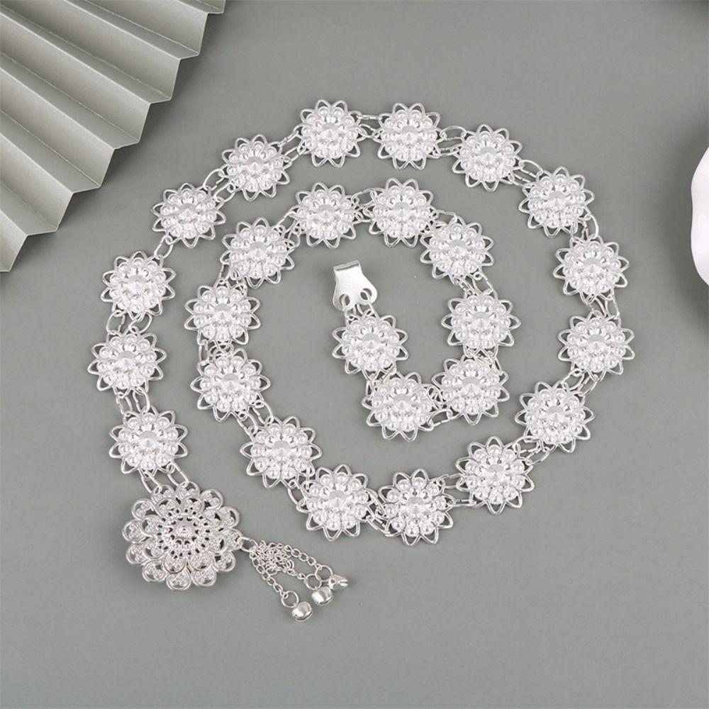 Bell Ethnic Style Belt Silver Dance Dress Belt Chains Vintage Gold Belt  Party Decoration