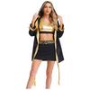 Womens Boxing Ring Outfit V Neck Tank Top Skirt Hooded Coverup Belt Halloween Cosplay Costume Set