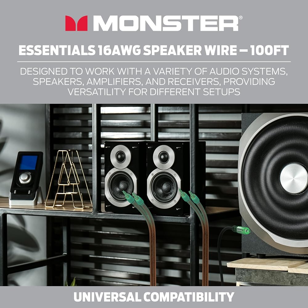 Кабель для акустических систем MONSTER, 16 AWG, 1 рулон, 30,48 м (100 футов) ME-S16-30M [Оригинальный продукт для внутреннего рынка]