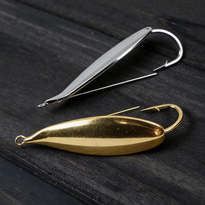 Grass Blocking Large Copper Blade Hook Artificial Hard Bait Fishing Lure Bait Flutter Spoon