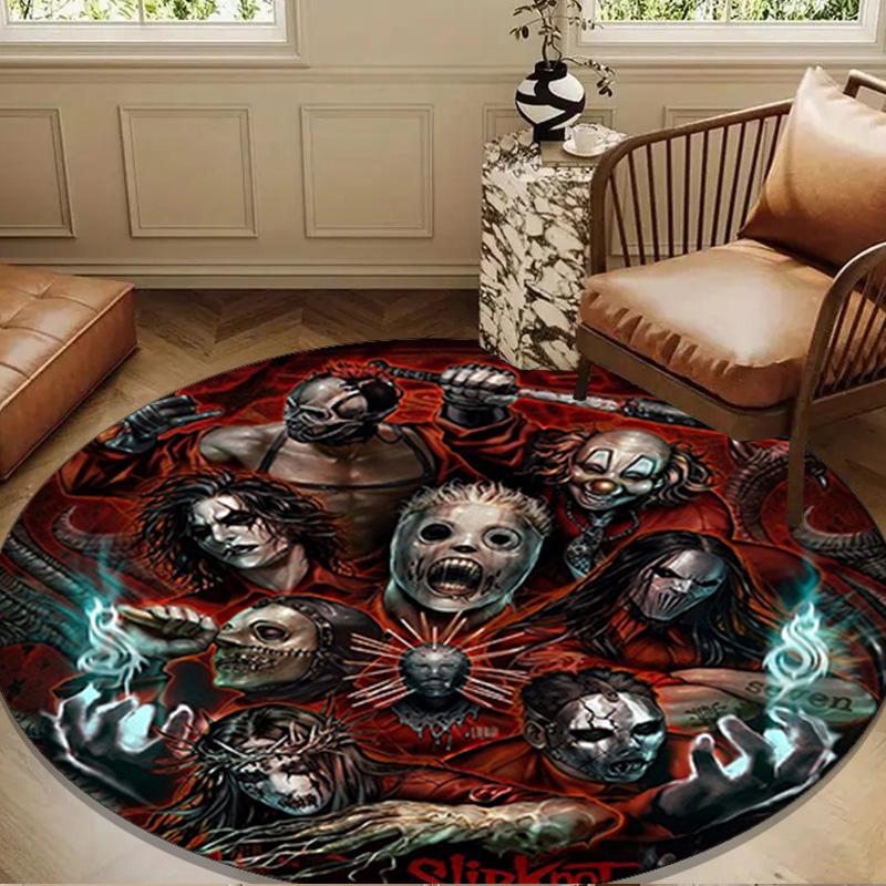 Rock music Slipk-not Round Rug for Livingroom,Bedroom, Palyroom, Chair Rug, Area rug, Circle Carpet, Large Size Fan Christmas gift