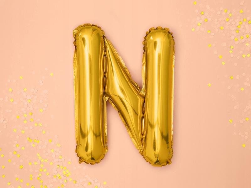 Foil Balloon Letter "N", 35cm, Gold