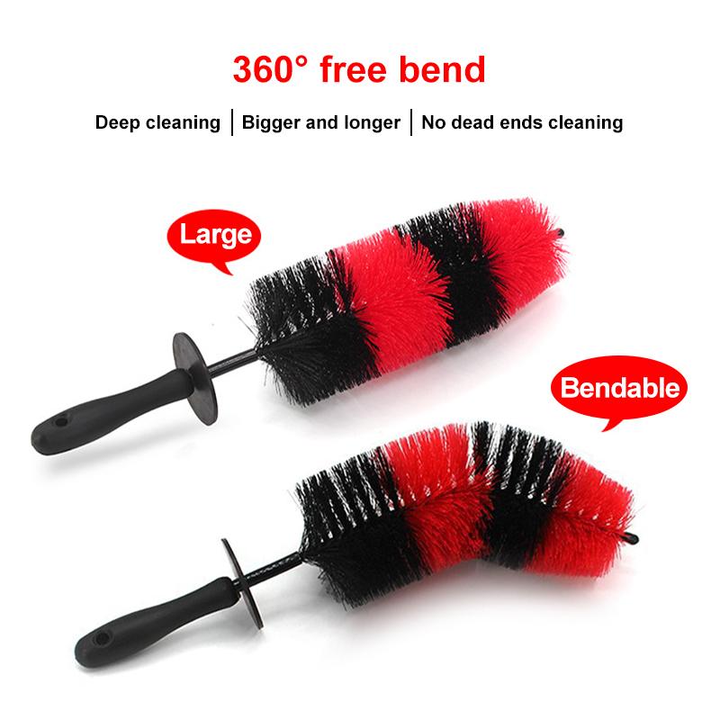 SEAMETAL Car Wheel Tire Brush 360 Degree Bendable Scrub Cleaner Duster Car Tyre Cleaning Detailing Brushes Car Cleaning Tools