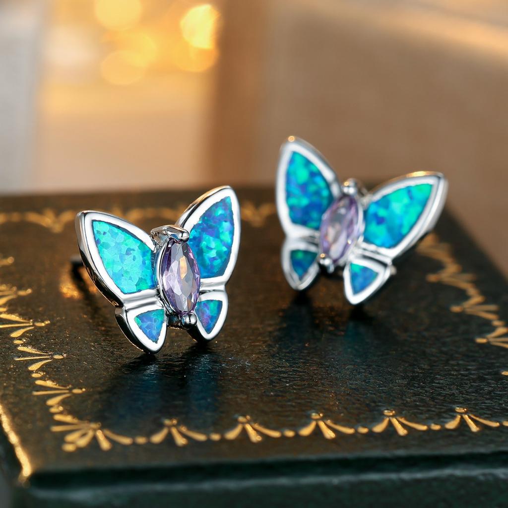 Красочные серьги-бабочки с трехмерным дизайном из циркона для женщин, модные и персонализированные