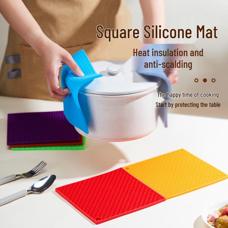 Силиконовые подставки-соты: Термостойкие, Нескользящие, Легко моющиеся, Четырехугольные Кухонные Настольные Коврики.