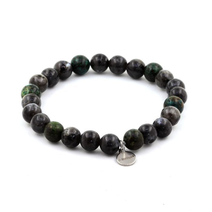 Stones and Minerals. Labradorite + African Turquoise 8 Mm Bead Bracelet. Made In France.
