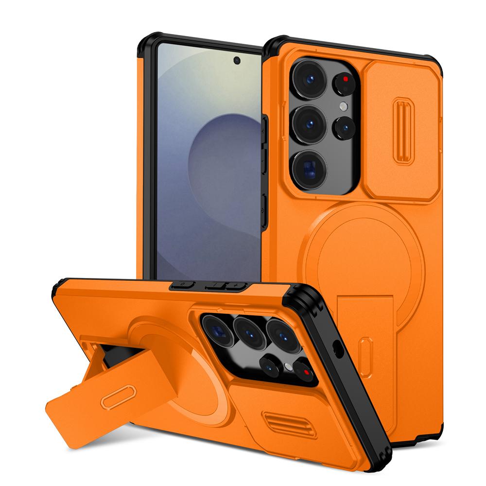 KEYSION Противоударный магнитный чехол для Samsung Galaxy S24 S25 Ultra S25+ S24 FE со сдвижной защитой камеры, подставкой и поддержкой беспроводной зарядки