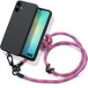Чехол для Samsung Galaxy A06, Черный Жидкий Силикон Ударопрочный со Съемным Розовым Шнурком