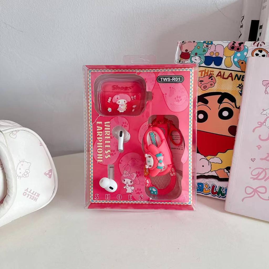 Вращающийся брелок с мультяшным животным: Милые беспроводные Bluetooth-наушники TWS в дизайне тапочек