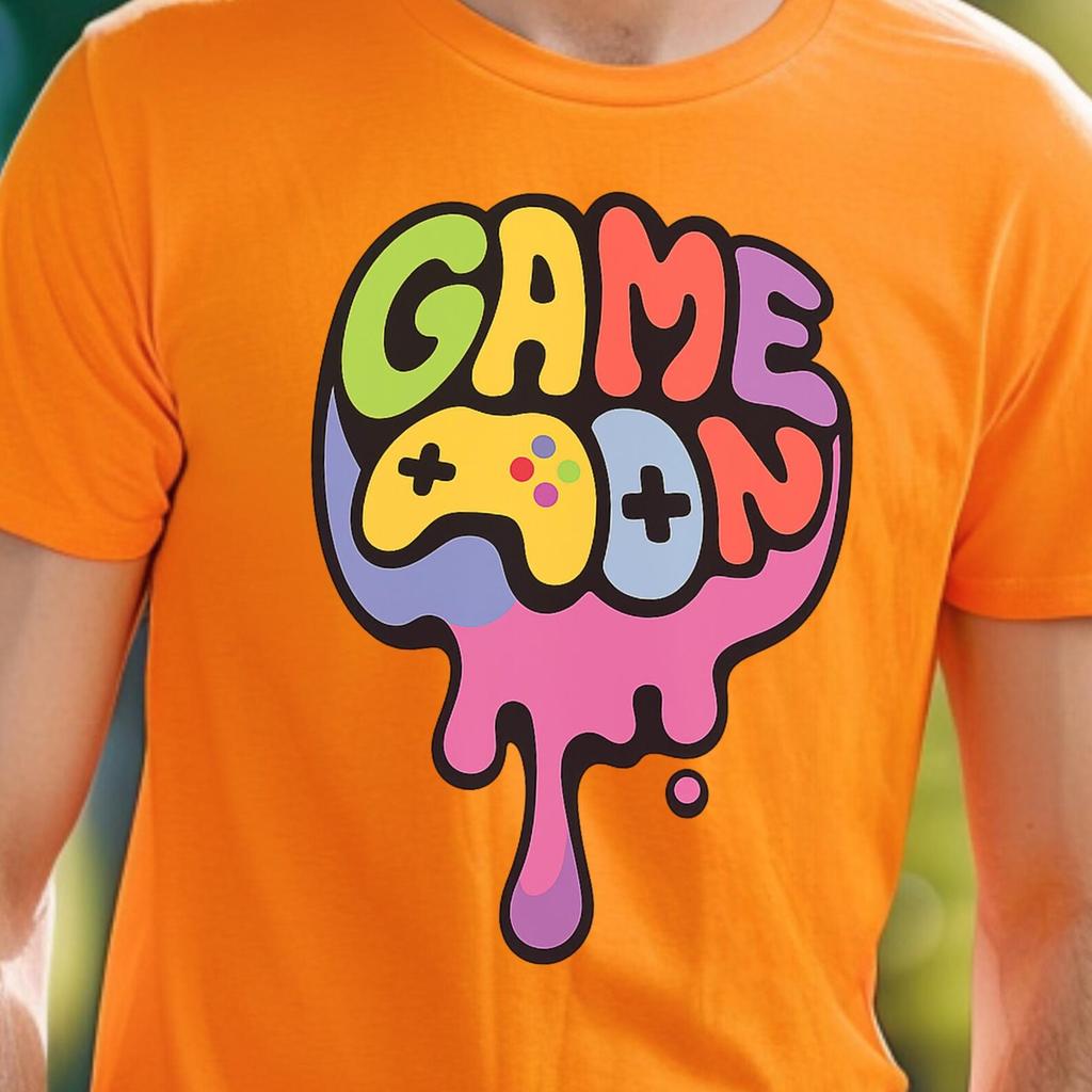 Game On Shirt Colorful Drippy Controller Tee Gamer Aesthetic Streetwear Style Graphic Gaming Shirt Retro Gamer Gift Idea Funny Gamer Tee