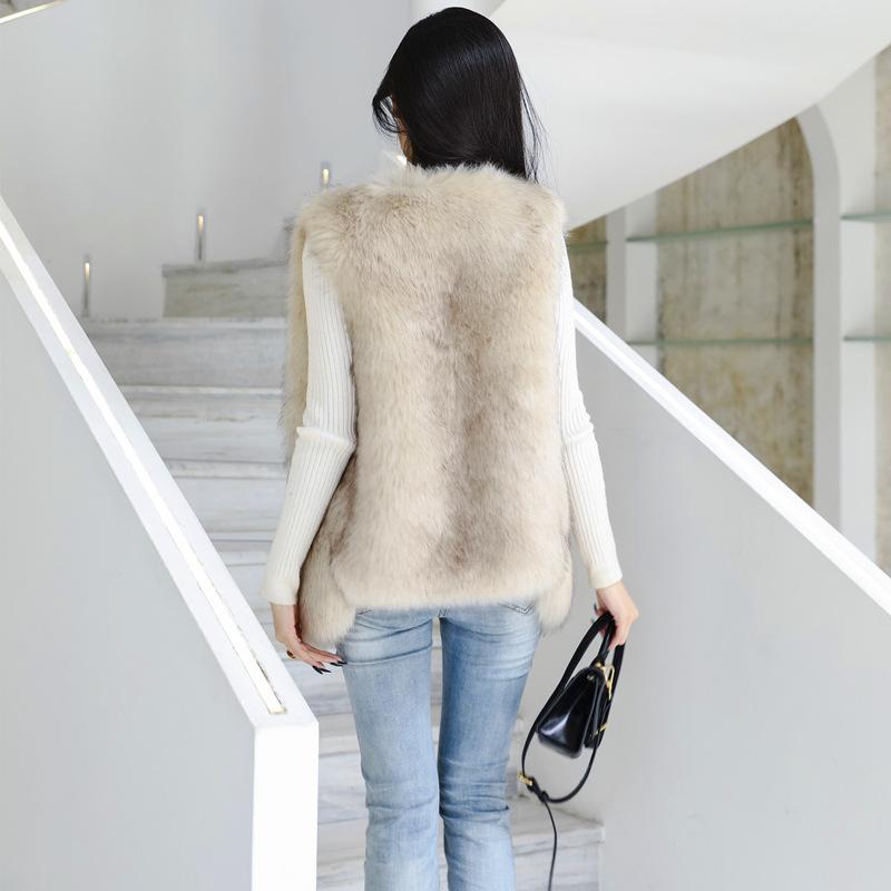 Корейский осенне-зимний жилет из искусственного лисьего меха, женский жилет средней длины, молодежная модная майка из норки