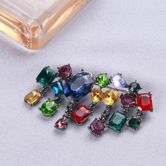 Преувеличенная мода, красочные стеклянные стразы, инкрустированная брошь, элегантный нерегулярный геометрический кардиган, булавка для свитера, свадебная вечеринка, ювелирное изделие, подарок