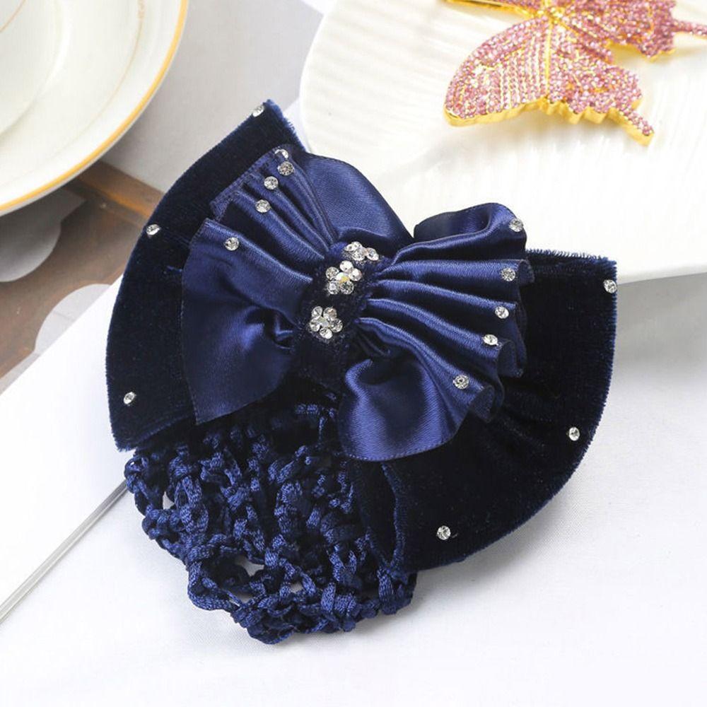 1Pcs Barrette Net Net Bun Hair Cover Bowknot Bun Crochet Net Durable Elastic Hairnet for Women