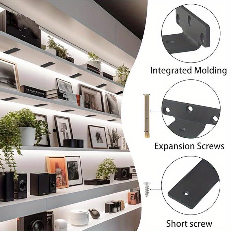2pcs Floating Shelf Brackets,L Bracket for Shelves Heavy Duty Thickened and Widen Hidden Brace Joint Angle Brackets