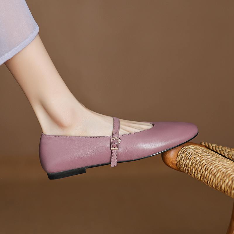 Krazing Pot Кожа коровы весна лето размер 41 толстый низкий каблук плоский с круглым носком женские неглубокие балетки