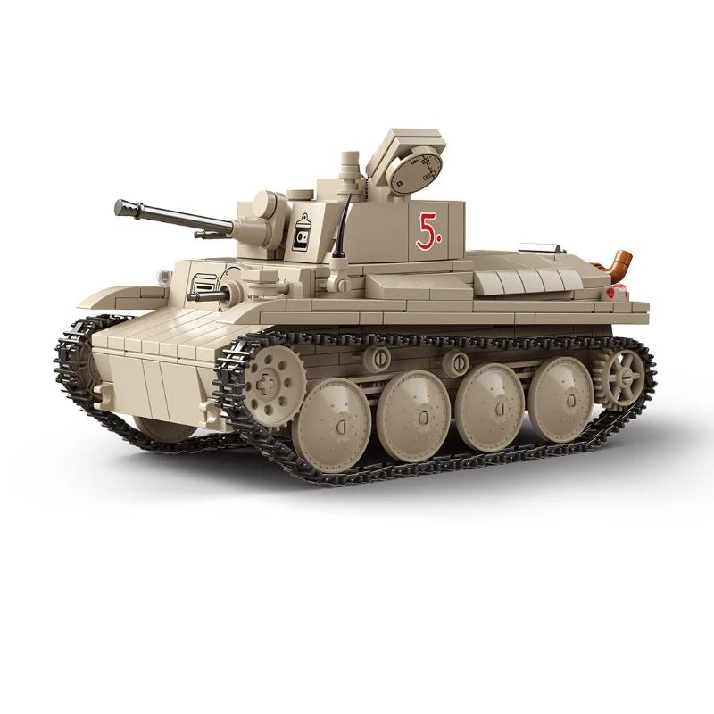 PZ KPFW38 (T) Мод.F Легкий танк 38T F-типа структура легкого танка Модели танков Игрушка для сборки Набор Игрушка-кирпичик Строительный блок Кирпич