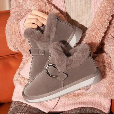 Женские зимние ботинки с круглым носком, элегантные женские ботинки на низком каблуке, меховые защитные ботинки из искусственной кожи, горячая распродажа 39, нескользящие, шикарные