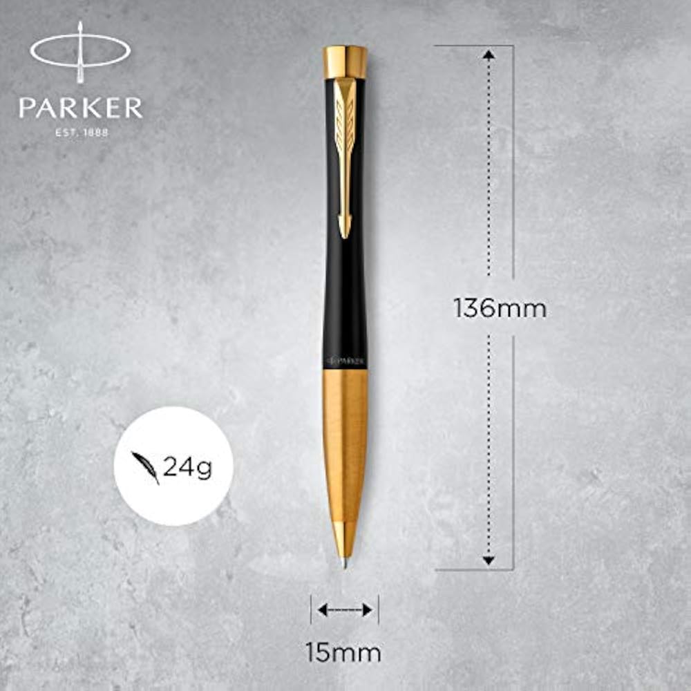 PARKER S0735820 Шариковая ручка Parker, Urban Матовый черный, GT, Средний, Постоянные Импортные, в Пода...