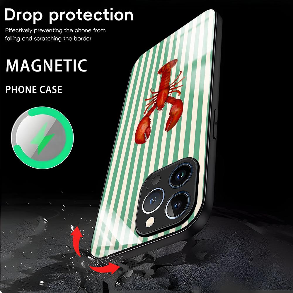 Marine life, crabs, lobsters Phone Case For iPhone17 16 15 14 13 12 11 X XR XS 8 Plus Mini Pro Max Glass Magnetic Case