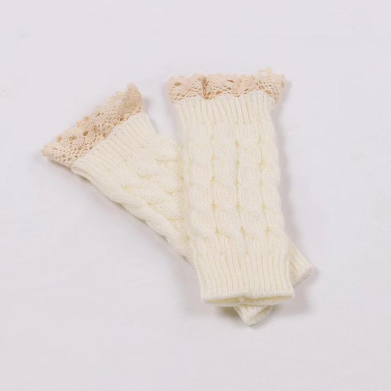 Новые кружевные перчатки без пальцев женские перчатки зимние теплые милые студенческие перчатки для письма и набора текста акриловые вязаные перчатки с половиной пальцев варежки