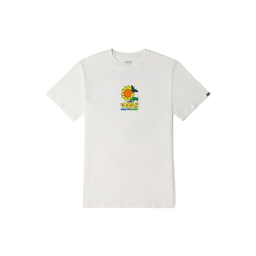 Vans American Vintage Sunflower Pattern Printed Crew Neck Short Sleeve T-Shirt Unisex T-Shirt White VN0A7PL87VJ