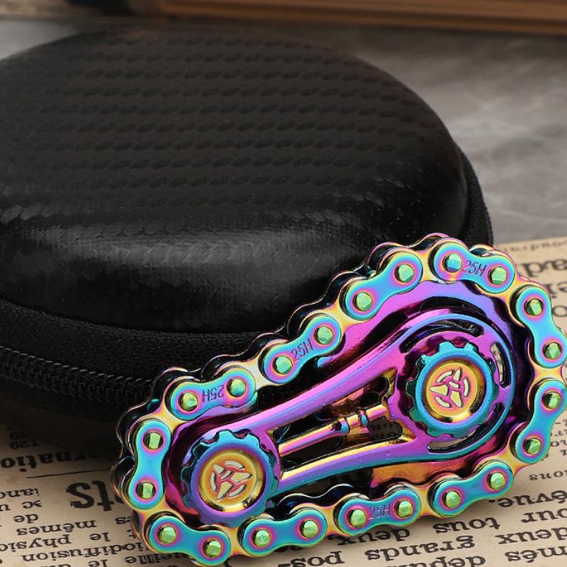 Радуга EDC Gear Chain Fingertip Gyroscope Toys Metal Sprocket Flywheel Fidget Spinner для взрослых и детей Антистрессовый ролик