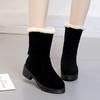 Elegant With Low Heels Plus Warm Ladies Shoes Mid Calf Half High Women's Snow Boots On Slip Fashion 2024 Work Spring Gyaru Offer
