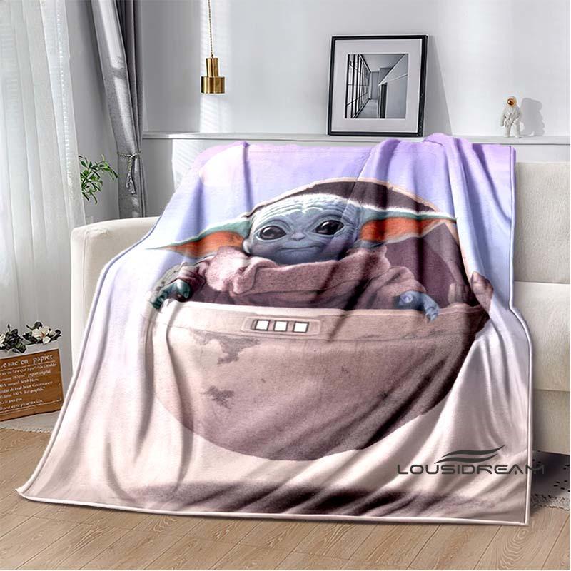 Kawaii Yoda flannel blanket is soft and warm, suitable for bedrooms, living rooms, bedside tables, travel, picnics, and other