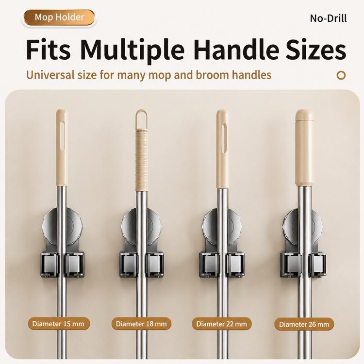 No-drill Suction Cup Wall Mount Mop Holder Broom Storage Clip