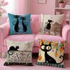 Мультяшный Маленький Черный Кот Милый Наволочка с Принтом Наволочка для Гостиной Дивана Подушка Чехол & Декор для Спальни